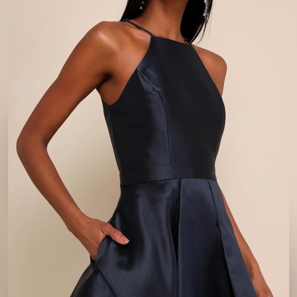 NWOT Broadway Show Navy Blue High-Low Gown - Picture 5 of 10